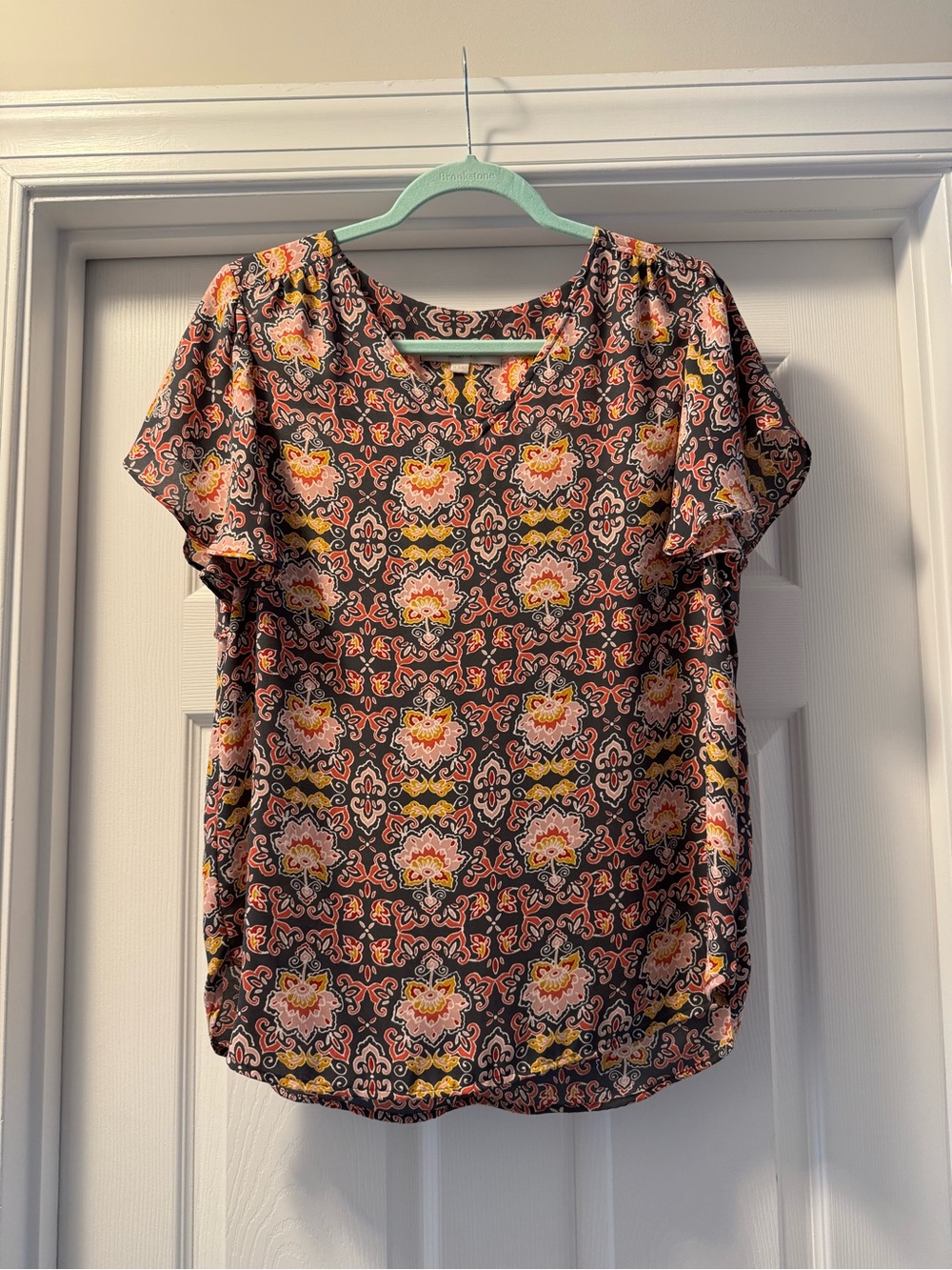 LOFT Floral Flutter Sleeve Blouse